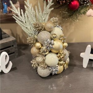 Festive Gold and Silver Ornament Display